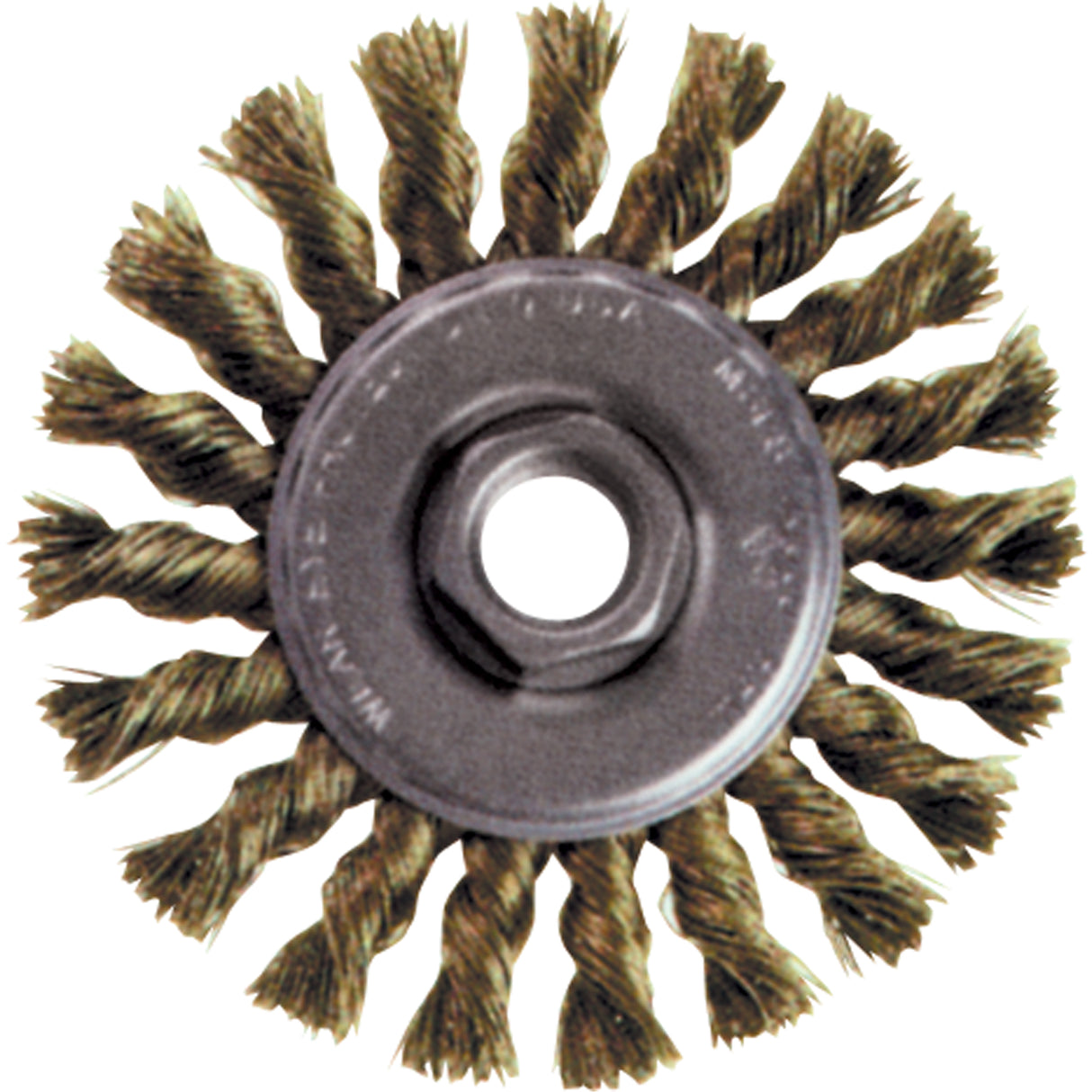 High Speed Small Grinder Knot Wire Wheel Brush, 5" Dia., 0.02" Fill, 5/8"-11 Arbor, Stainless Steel