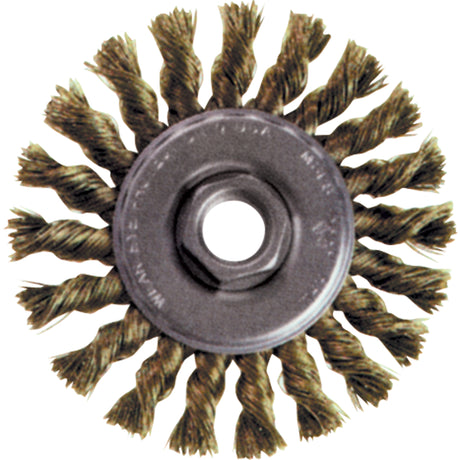 High Speed Small Grinder Knot Wire Wheel Brush, 4" Dia., 0.02" Fill, 5/8"-11 Arbor, Stainless Steel
