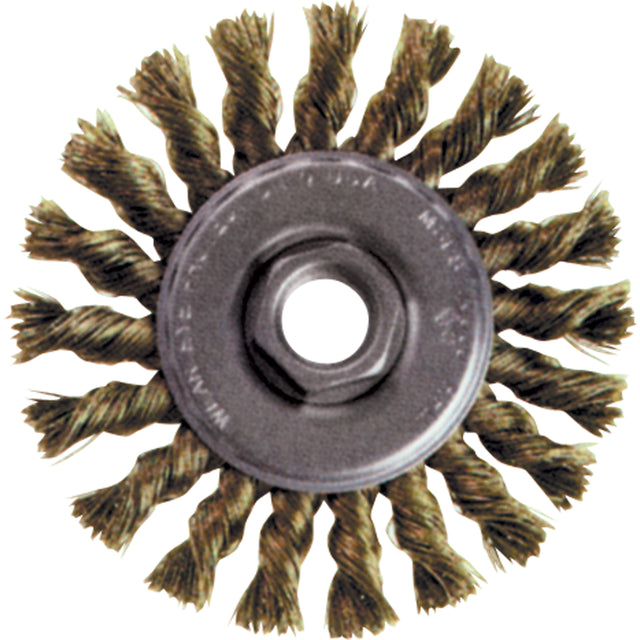 High Speed Small Grinder Knot Wire Wheel Brush, 4" Dia., 0.02" Fill, 5/8"-11 Arbor, Stainless Steel