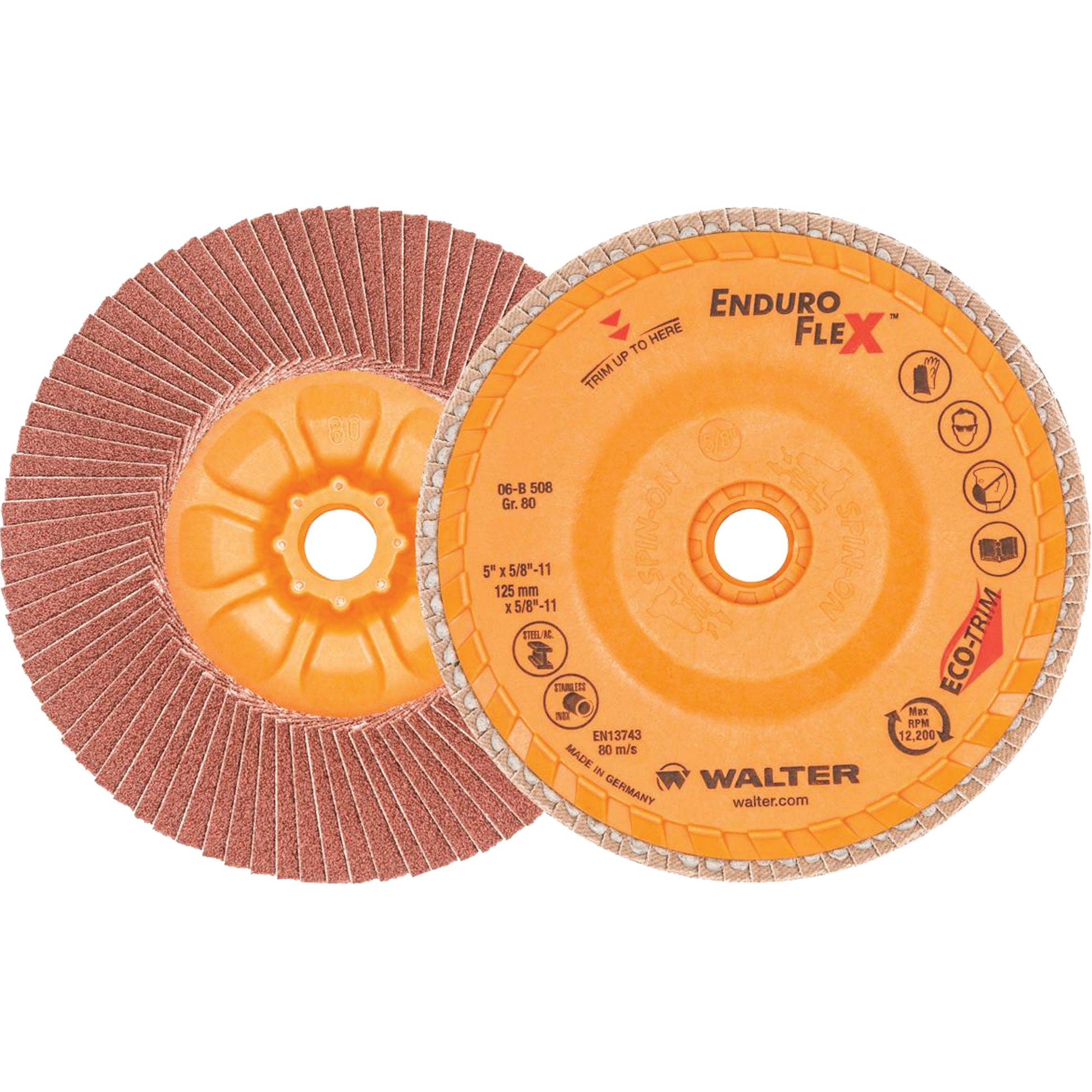 Enduro-Flex™ Flap Disc, 5" x 5/8"-11, Type 27, 80 Grit, Zirconia Alumina