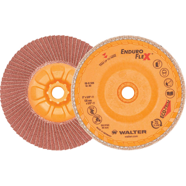 Enduro-Flex™ Flap Disc, 5" x 5/8"-11, Type 27, 80 Grit, Zirconia Alumina