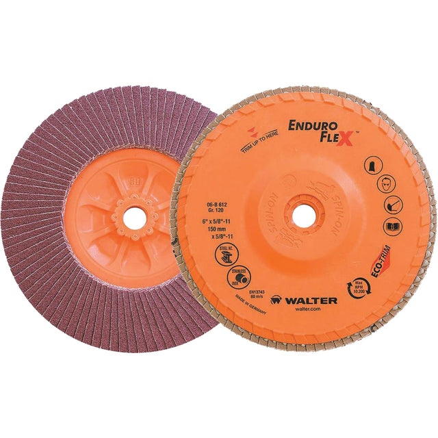 Enduro-Flex™ Flap Disc, 6" x 5/8"-11, Type 27, 120 Grit, Zirconia Alumina