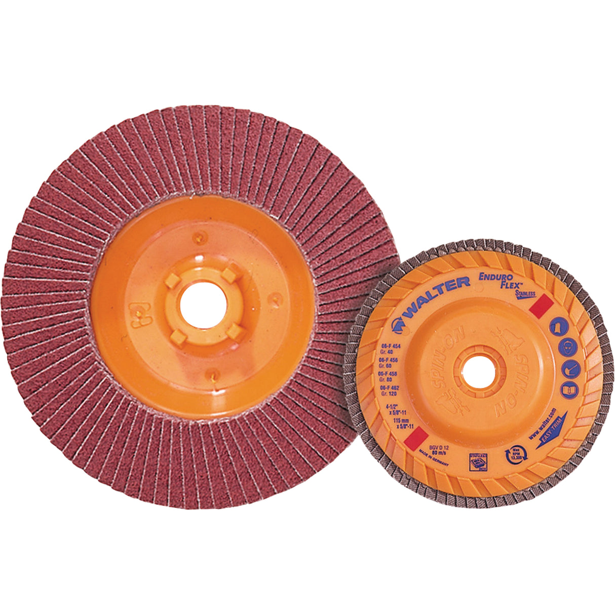 Enduro-Flex™ Stainless Flap Disc, 6" x 5/8"-11, Type 27, 120 Grit, Zirconia Alumina