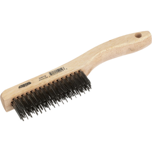Shoe Handle Scratch Brush, Steel, 4" X 16" Wire Rows, 10" Long
