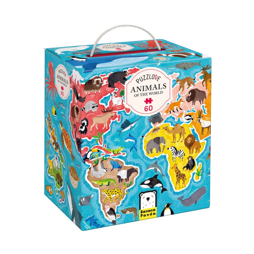PUZZLOVE - 60pc PUZZLE ANIMALS AROUND the WORLD (4+) (Case of 8)