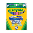Crayola Ultra-Clean Washable Broad Line Markers, Assorted Colours, 16 Count (Case of 12)