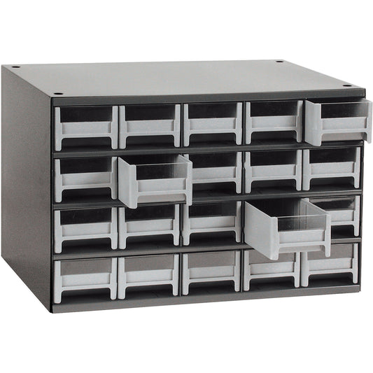 Modular Parts Cabinets, Steel, 20 Drawers, 17" x 10-9/16" x 2-1/16", Grey