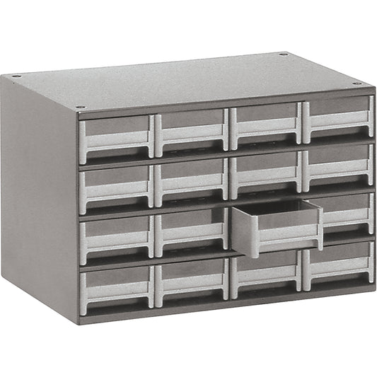 Modular Parts Cabinets, Steel, 16 Drawers, 17" x 10-9/16" x 2-1/8", Grey