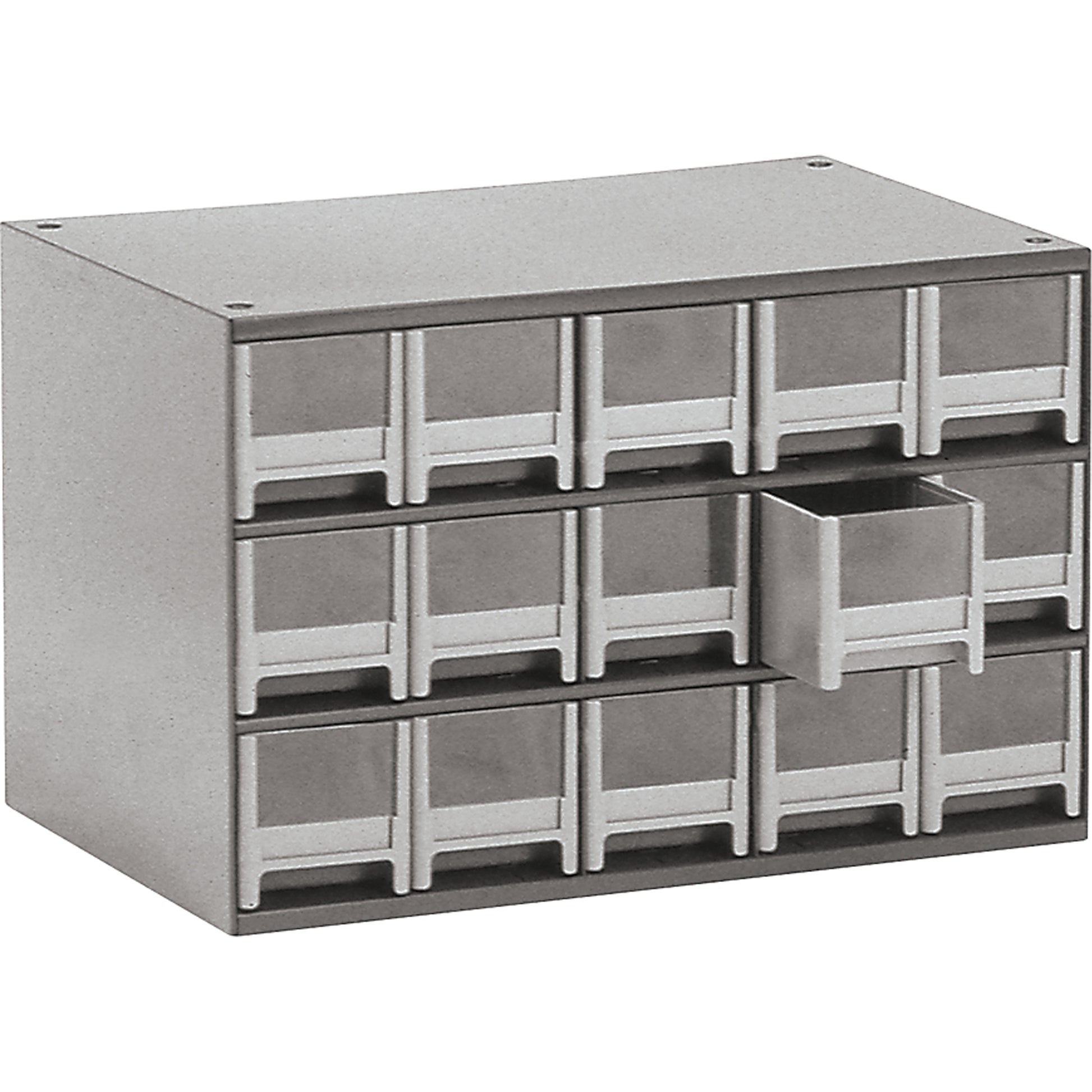 Modular Parts Cabinets, Steel, 15 Drawers, 17" x 10-9/16" x 3-1/16", Grey