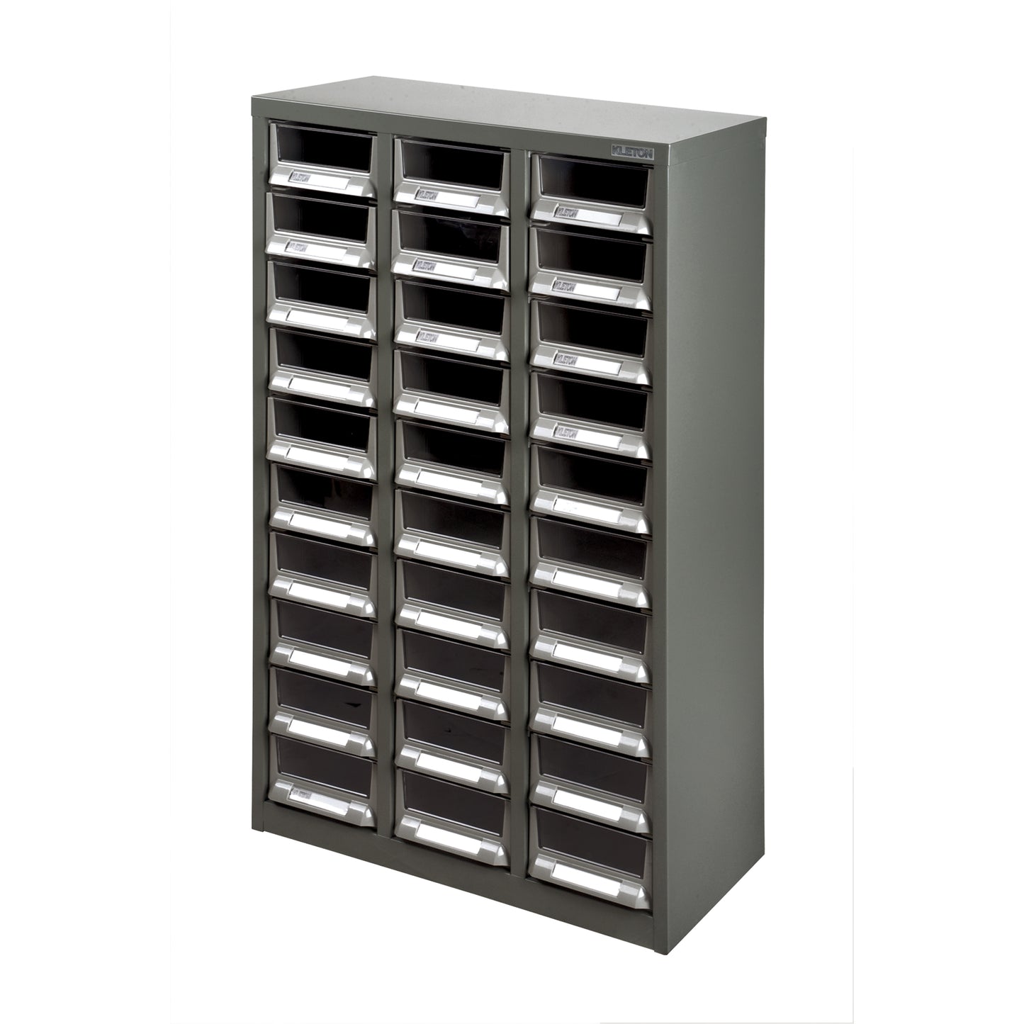 KPC-200 Parts Cabinet, Galvanized Steel, 30 Drawers, 21-3/10" x 10-2/5" x 36-9/10", Grey
