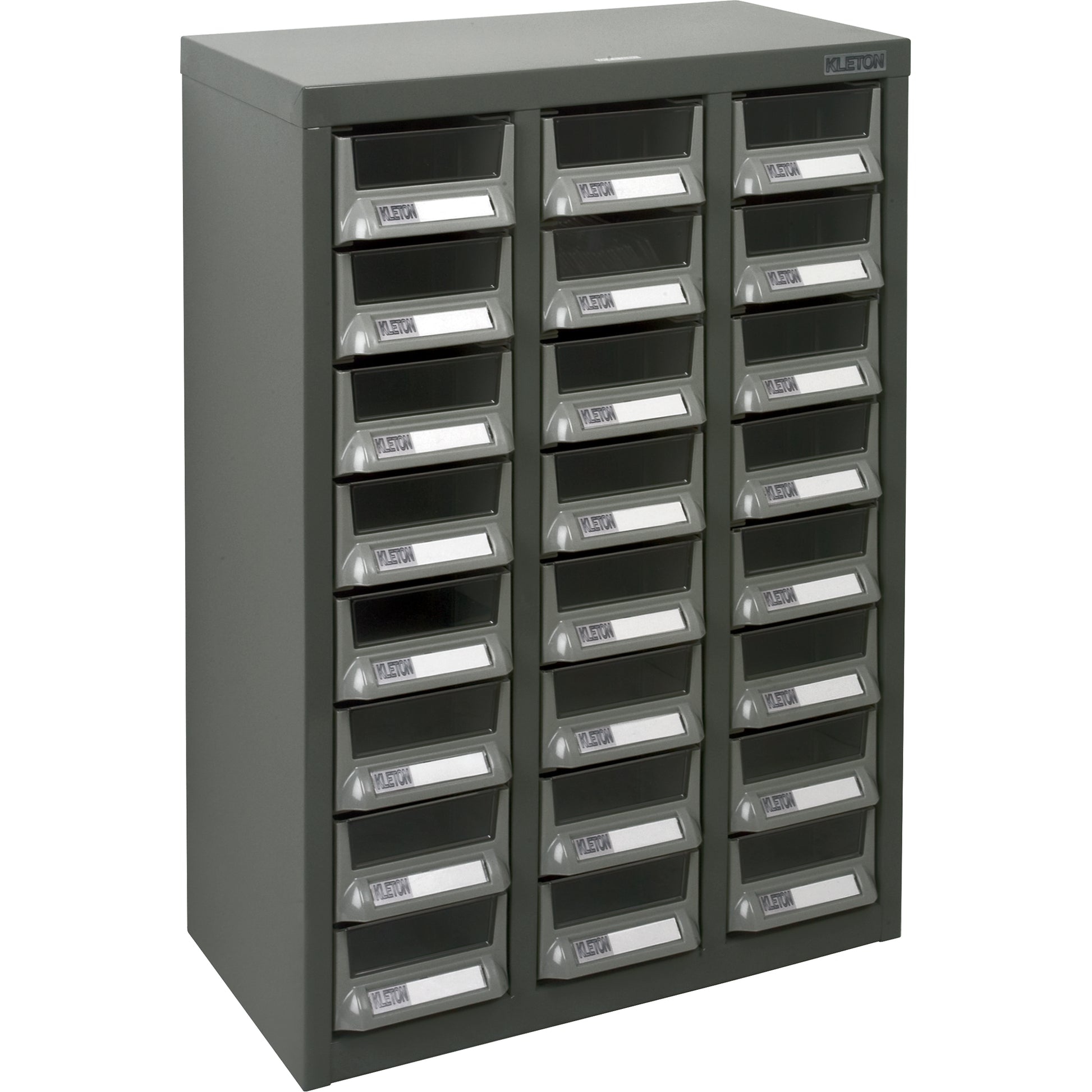 KPC-400 Parts Cabinet, Galvanized Steel, 24 Drawers, 17-3/10" x 8-7/10" x 25-3/5", Grey