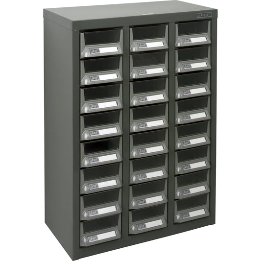 KPC-400 Parts Cabinet, Galvanized Steel, 24 Drawers, 17-3/10" x 8-7/10" x 25-3/5", Grey