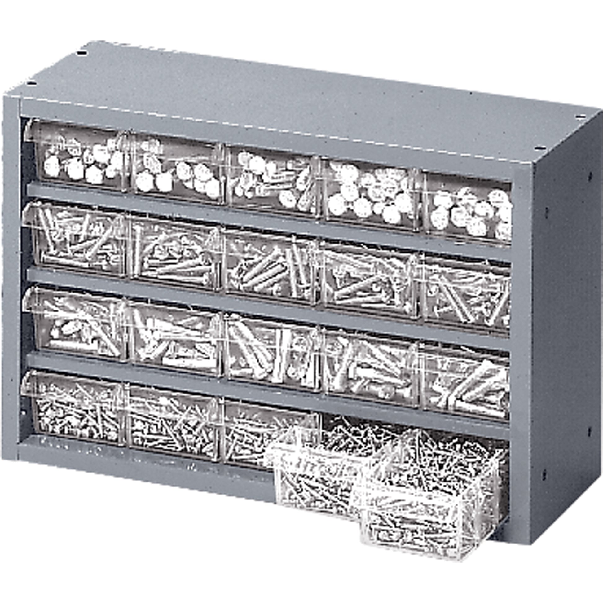 Heavy Duty Drawer Cabinets, 20 Drawers, 16 1/2" W x 6 1/2" D x 11 1/4" H, Grey