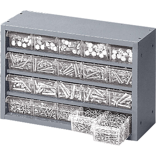 Heavy Duty Drawer Cabinets, 20 Drawers, 16 1/2" W x 6 1/2" D x 11 1/4" H, Grey