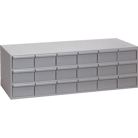 Industrial Drawer Cabinets, 18 Drawers, 33-3/4" W x 11-5/8" D x 10-7/8" H, Grey