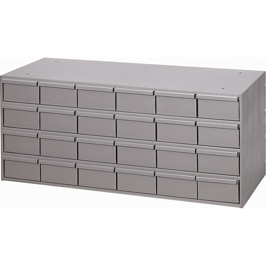 Industrial Drawer Cabinets, 24 Drawers, 33-3/4" W x 11-5/8" D x 14-3/8" H, Grey