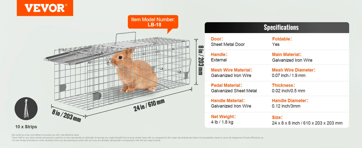 VEVOR Live Animal Cage Trap, 24
