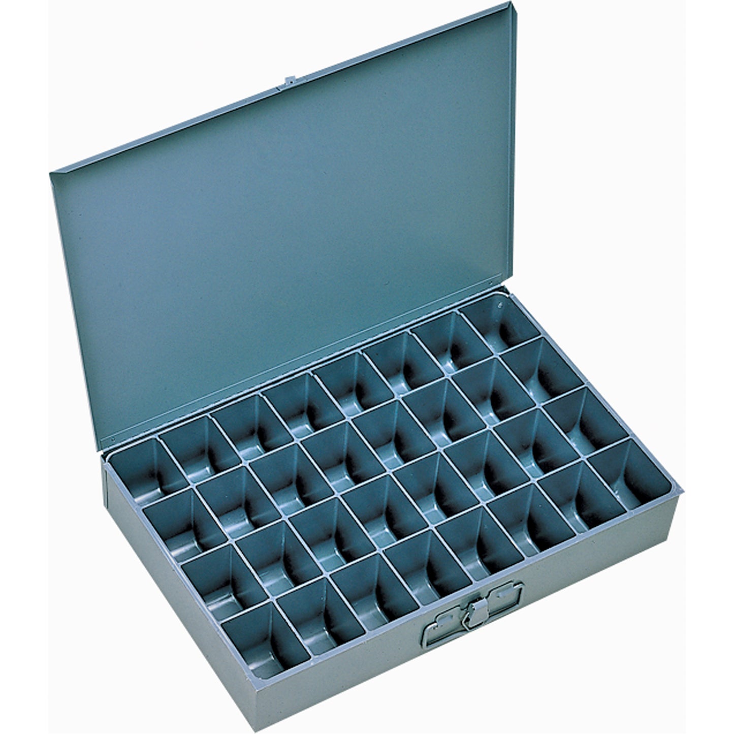 Compartment Scoop Boxes, Steel, 32 Slots, 18" W x 12" D x 3" H, Grey