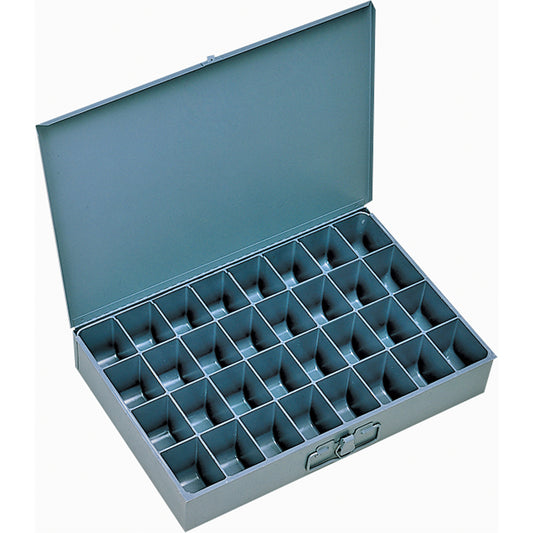 Compartment Scoop Boxes, Steel, 32 Slots, 18" W x 12" D x 3" H, Grey