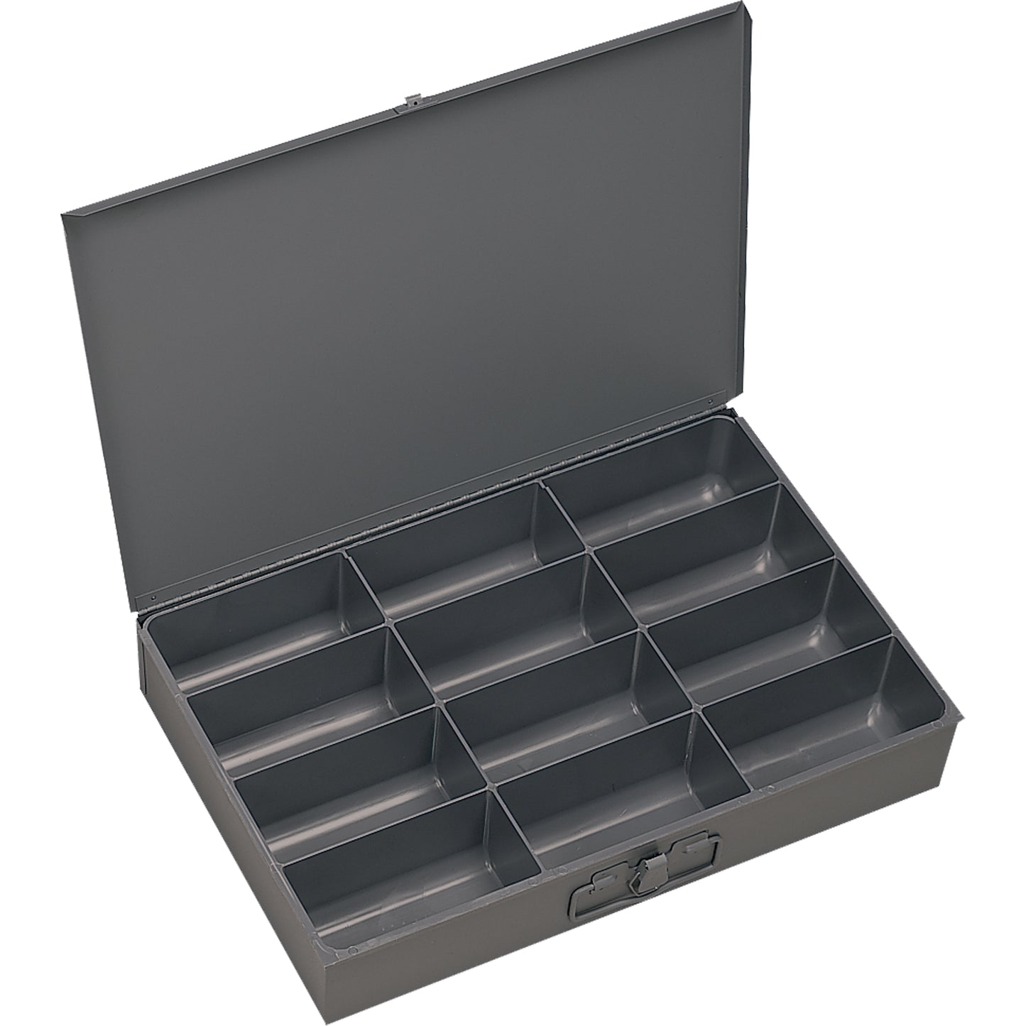Compartment Scoop Boxes, Steel, 12 Slots, 13 3/8" W x 9-1/4" D x 2" H, Grey
