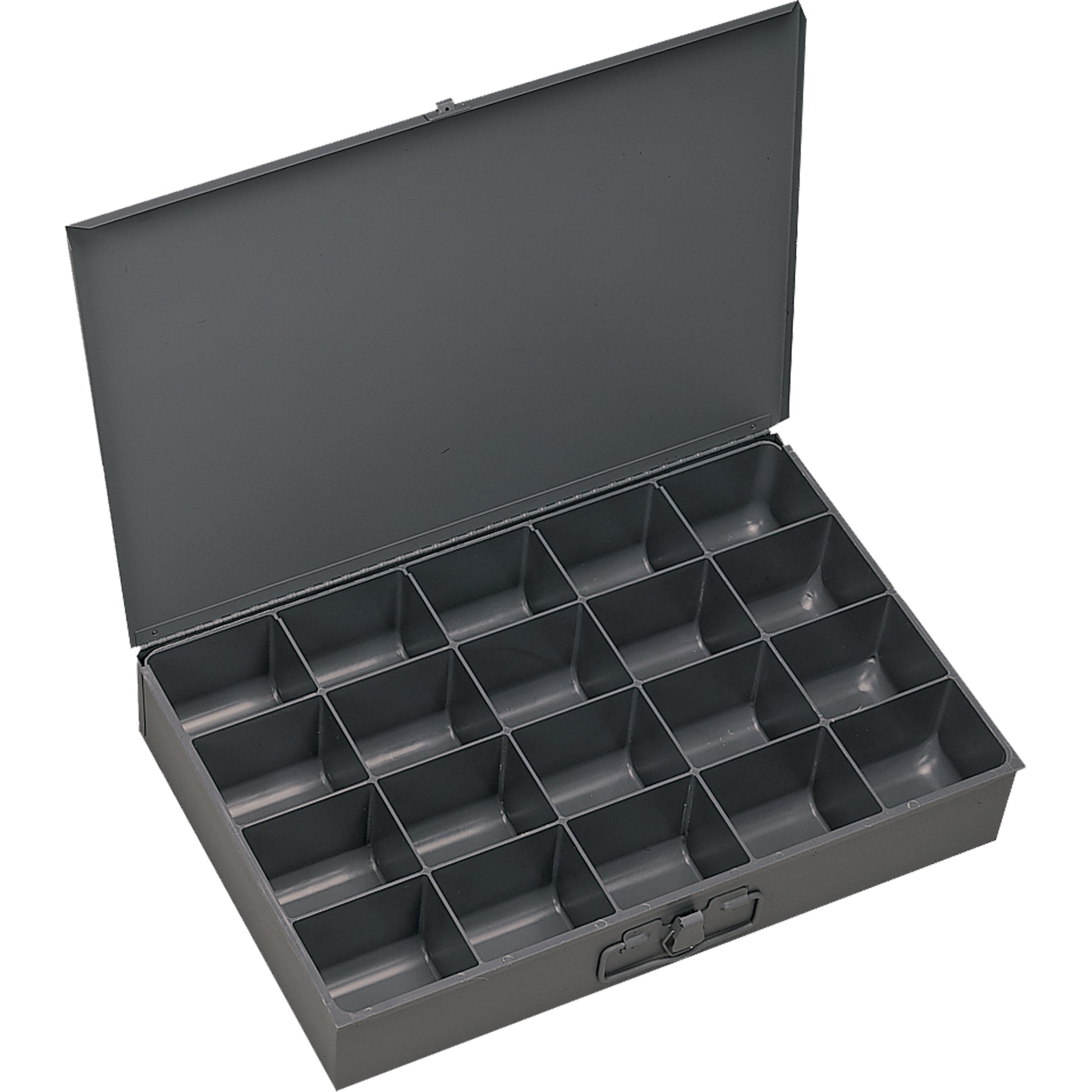 Compartment Scoop Boxes, Steel, 20 Slots, 13-3/8" W x 9-1/4" D x 2" H, Grey