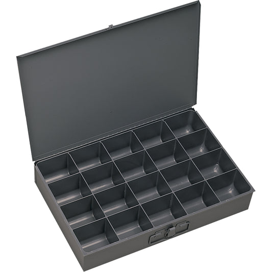 Compartment Scoop Boxes, Steel, 20 Slots, 13-3/8" W x 9-1/4" D x 2" H, Grey