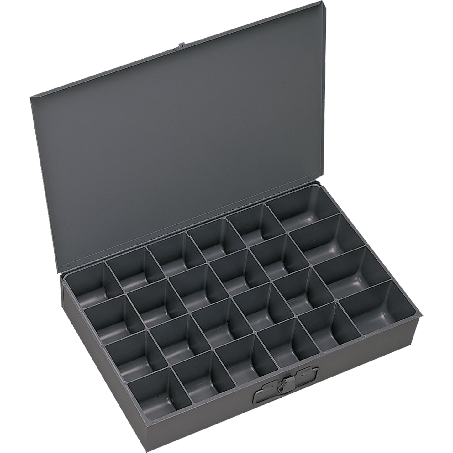Compartment Scoop Boxes, Steel, 24 Slots, 13-3/8" W x 9-1/4" D x 2" H, Grey