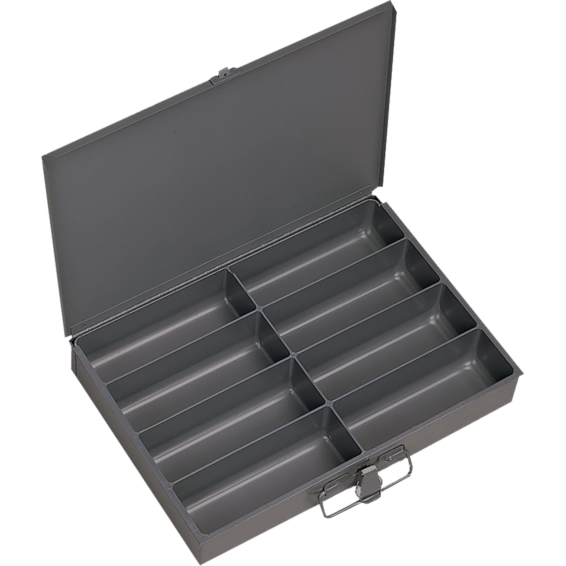 Compartment Scoop Boxes, Steel, 8 Slots, 13-3/8" W x 9-1/4" D x 2" H, Grey