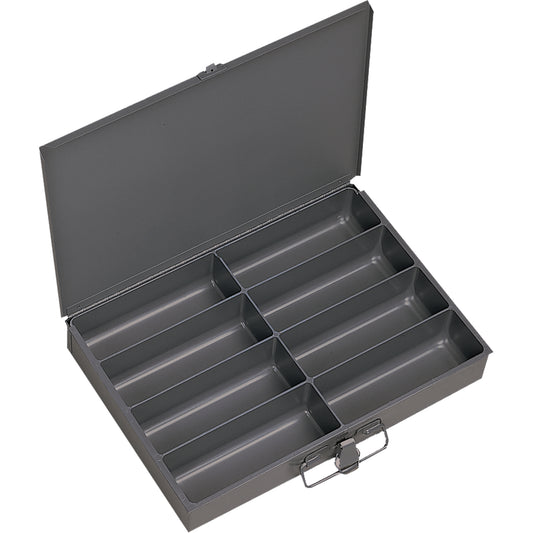 Compartment Scoop Boxes, Steel, 8 Slots, 13-3/8" W x 9-1/4" D x 2" H, Grey