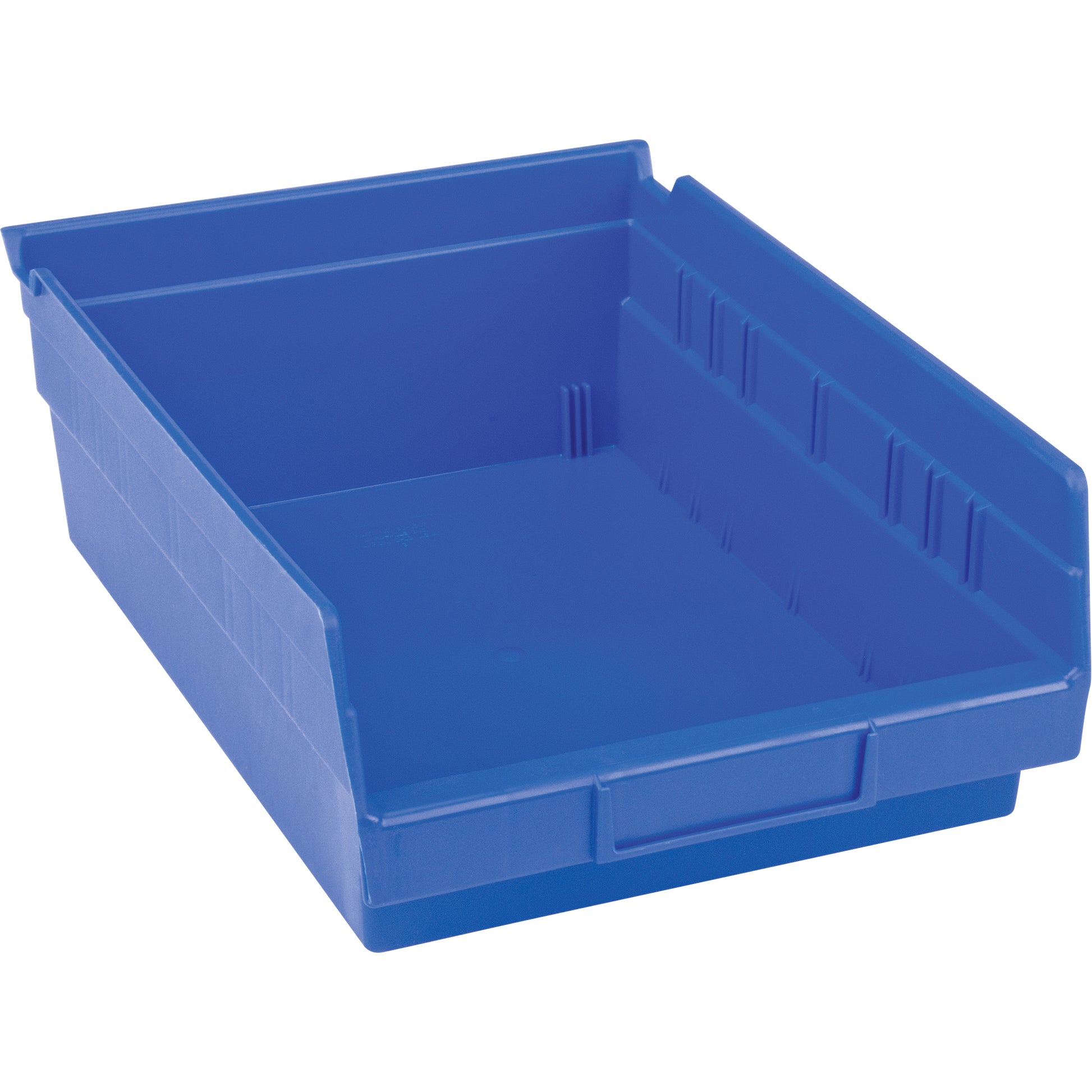 Plastic Shelf Bins, 8-3/8" W x 4" H x 11-5/8" D, Blue, 15 lbs. Capacity