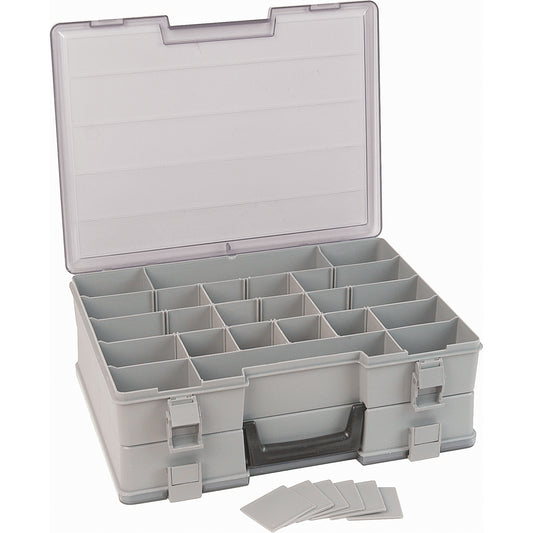 Compartment Case, Plastic, 48 Slots, 15-1/2" W x 11-3/4" D x 5" H, Grey