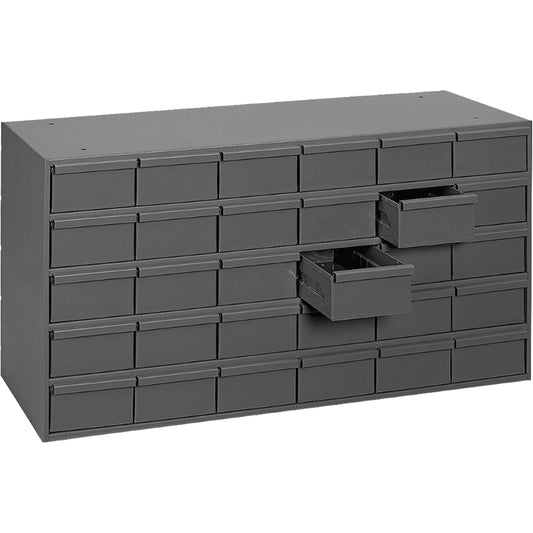 Industrial Drawer Cabinets, 30 Drawers, 33-3/4" W x 11-5/8" D x 17-3/4" H, Grey