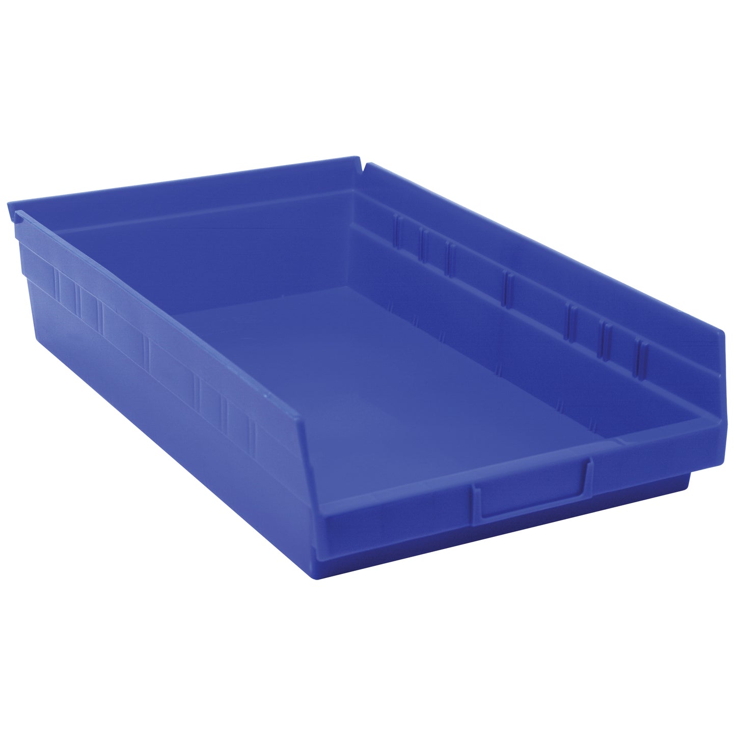 Shelf Bins, 11-1/8" W x 4" H x 17-7/8" D, Blue, 40 lbs. Capacity