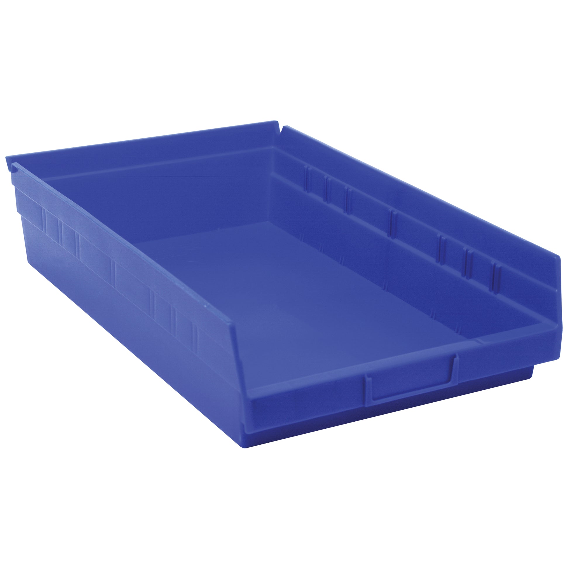 Shelf Bins, 11-1/8" W x 4" H x 17-7/8" D, Blue, 40 lbs. Capacity