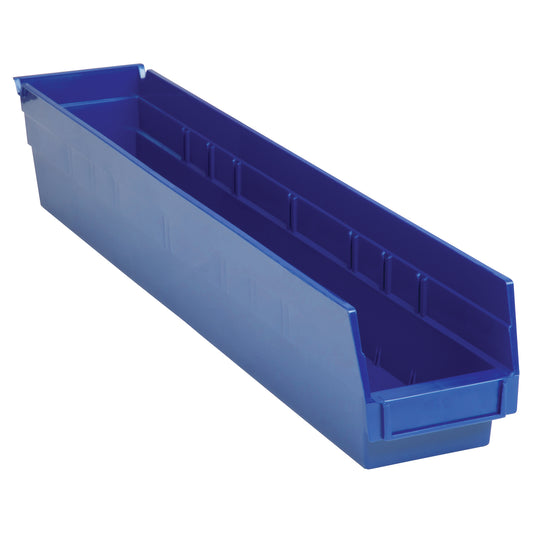 Shelf Bins, 4-1/8" W x 4" H x 23-5/8" D, Blue, 50 lbs. Capacity
