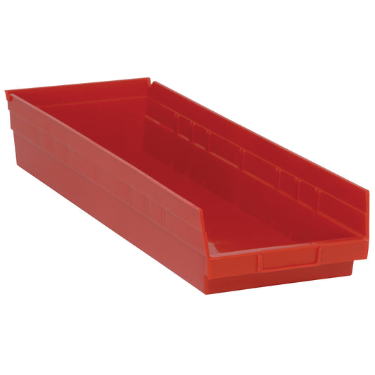 Shelf Bins, 8-3/8" W x 4" H x 23-5/8" D, Red, 50 lbs. Capacity