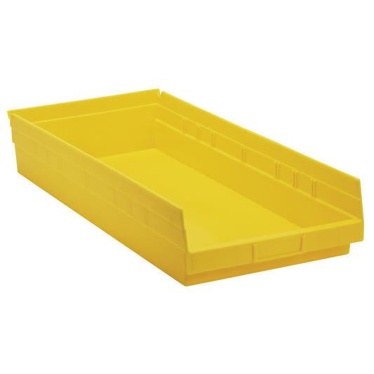 Shelf Bins, 11-1/8" W x 4" H x 23-5/8" D, Yellow, 50 lbs. Capacity