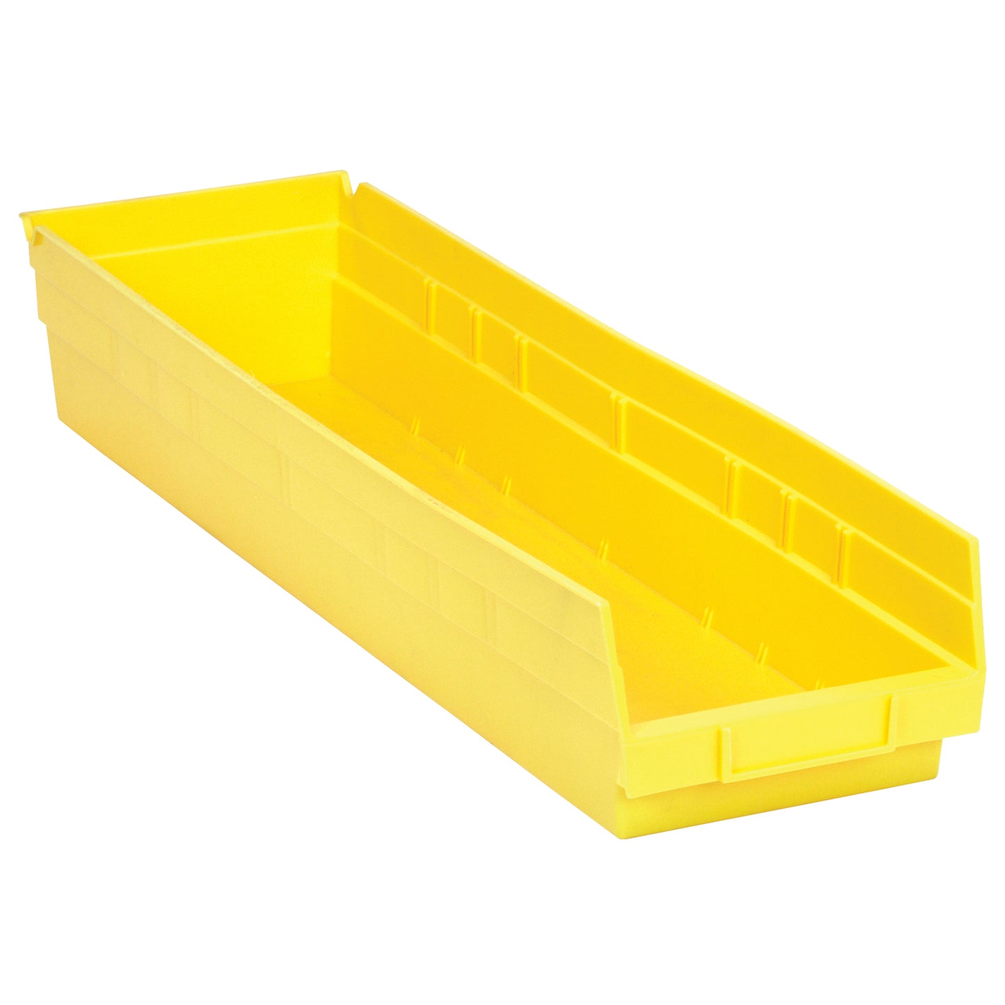 Shelf Bins, 6-5/8" W x 4" H x 23-5/8" D, Yellow, 50 lbs. Capacity
