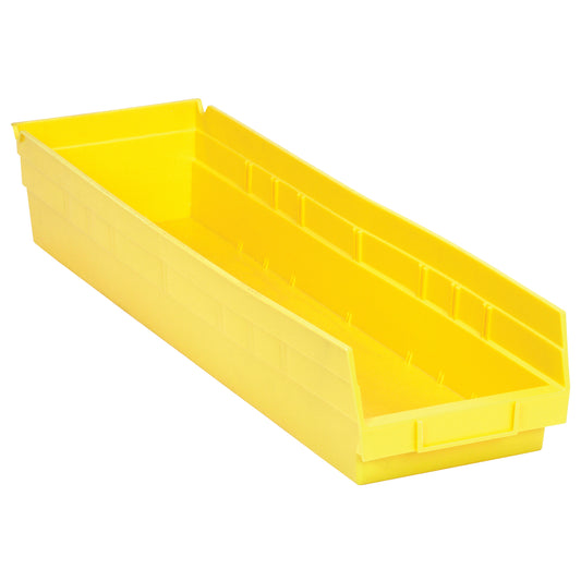 Shelf Bins, 6-5/8" W x 4" H x 23-5/8" D, Yellow, 50 lbs. Capacity