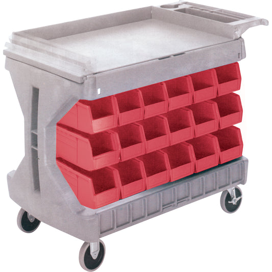 Pro Cart With Blue Bins, Double-sided, 36 bins, 45-5/18" W x 24" D x 34-3/4" H