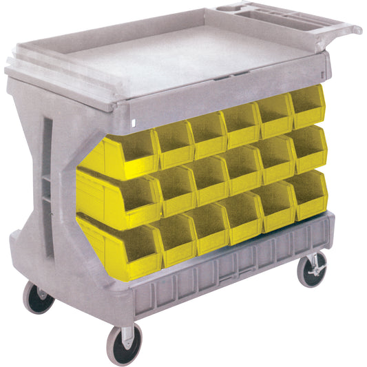 Pro Cart With Yellow Bins, Double-sided, 36 bins, 45-5/18" W x 24" D x 34-3/4" H