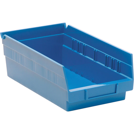 Shelf Bins, 6-5/8" W x 4" H x 11-5/8" D, Blue, 30 lbs. Capacity