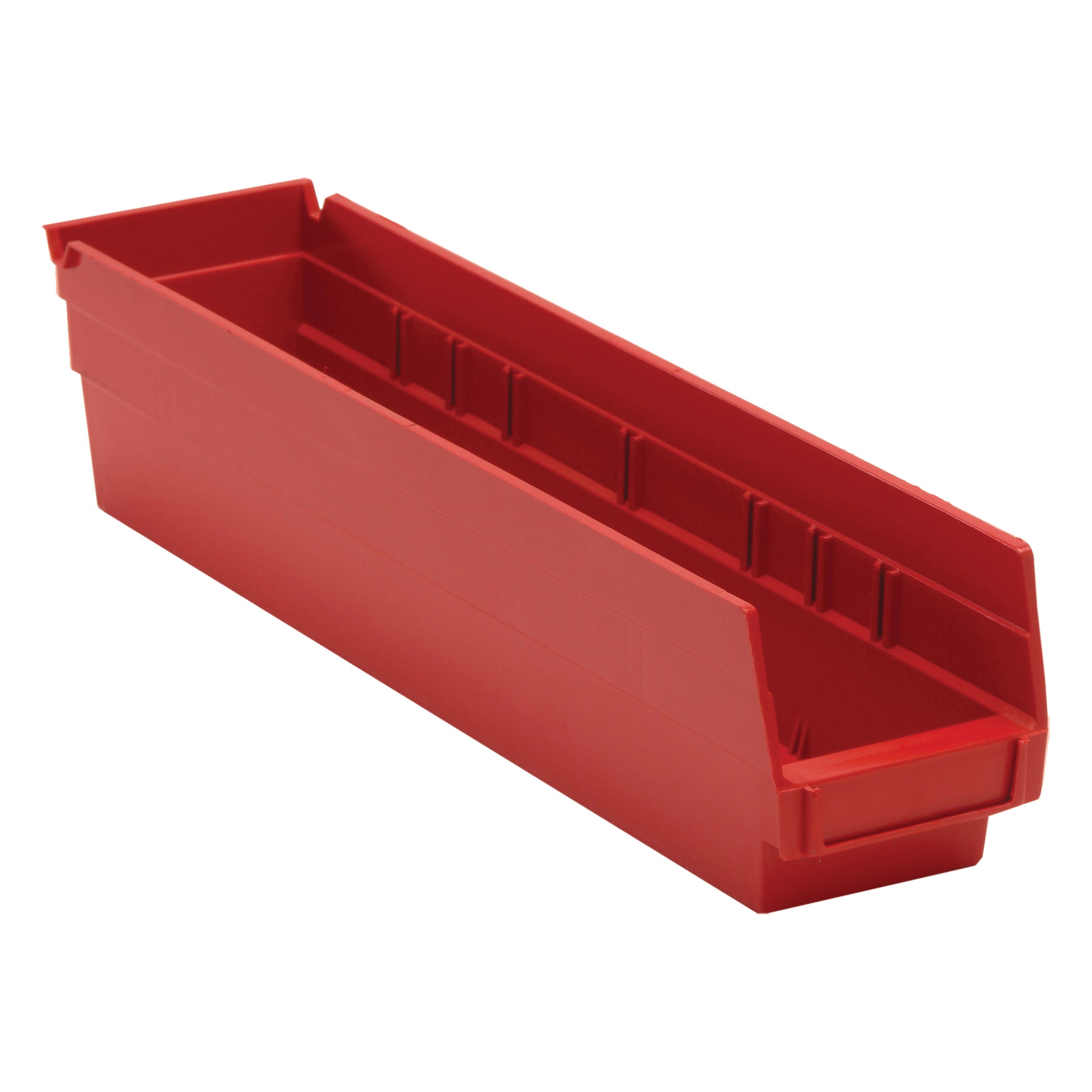 Shelf Bins, 4-1/8" W x 4" H x 17-7/8" D, Red, 40 lbs. Capacity