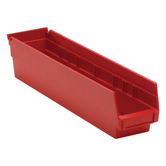 Shelf Bins, 4-1/8" W x 4" H x 17-7/8" D, Red, 40 lbs. Capacity