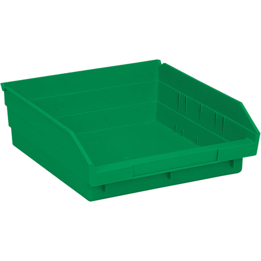 Shelf Bins, 11-1/8" W x 4" H x 11-5/8" D, Green, 30 lbs. Capacity