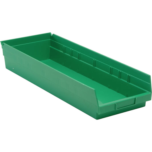 Shelf Bins, 8-3/8" W x 4" H x 23-5/8" D, Green, 50 lbs. Capacity