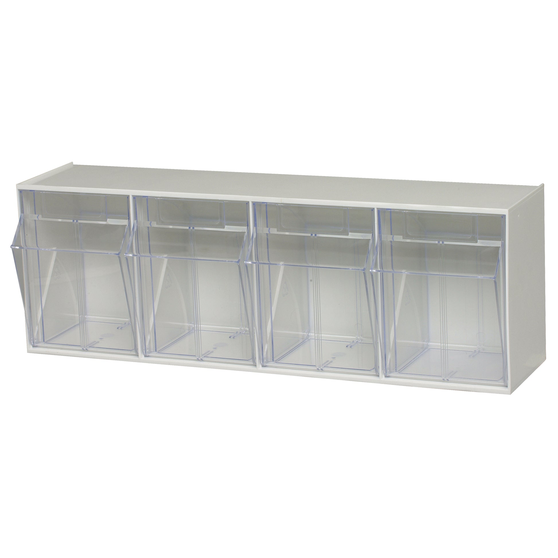 Clear Tip Out Bins, 23-5/8" W x 6-5/8" D x 8-1/8" H, 4 Drawers