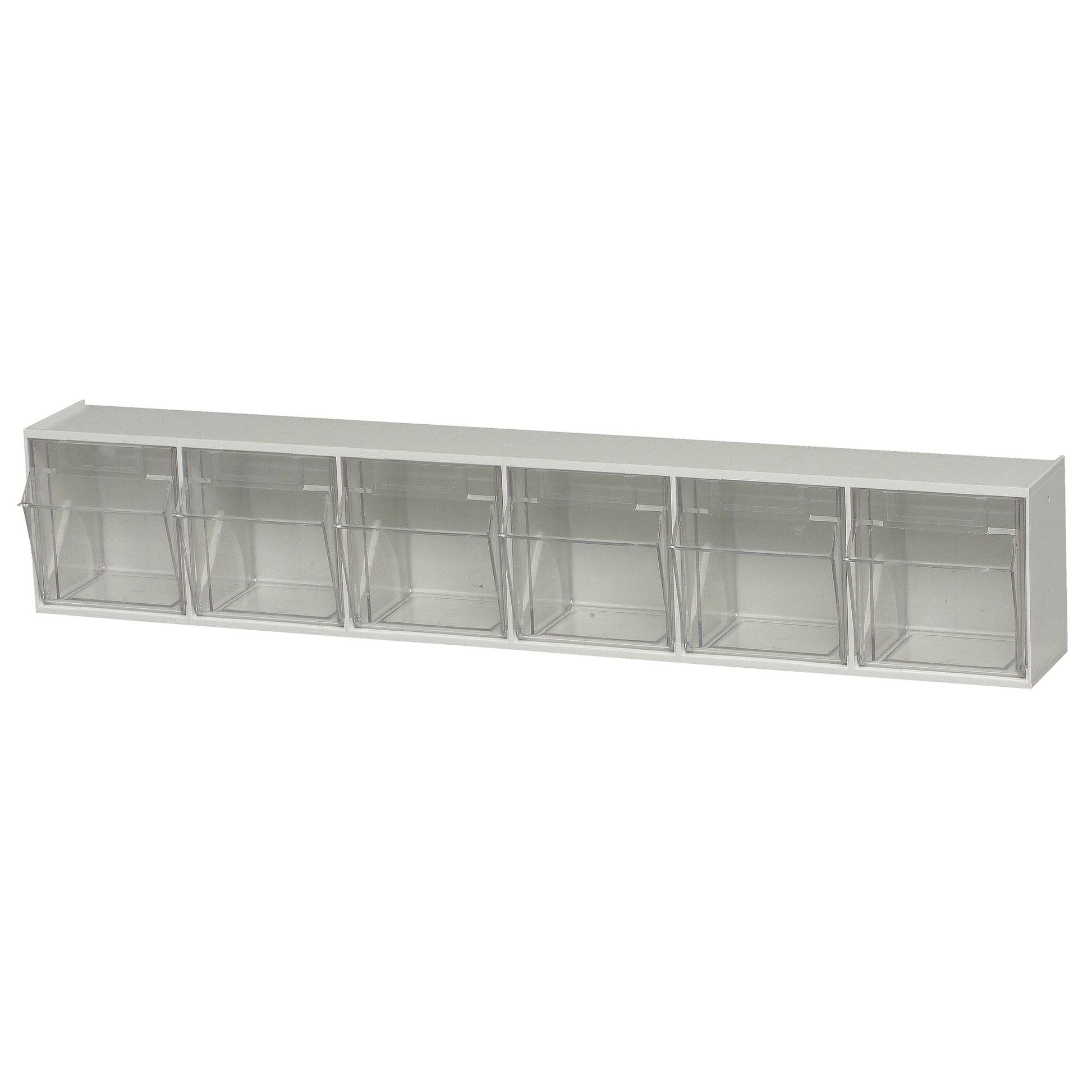 Clear Tip Out Bins, 23-5/8" W x 3-5/8" D x 4-1/2" H, 6 Drawers