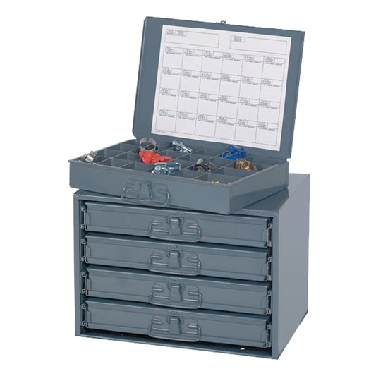 Sliding Cabinets, Steel, 4 Slots, 20" W x 15-3/4" D x 15" H, Grey
