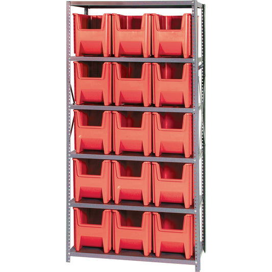 Shelving Unit, Steel, Boltless, 800 lbs. Capacity, 36" W x 75" H x 18" D